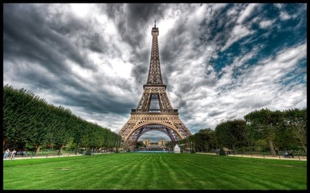 Eiffel Tower - eiffel, sky, eiffel tower, trees, architecture, distance, paris, tower