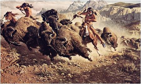 Indians hunting - nature, horses, hunting, indian, animals