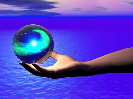 creator - blue, hand, colorful, color, ball, sphere, fantasy