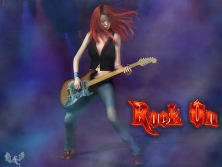 Rock on - music, rock, girl, guitar