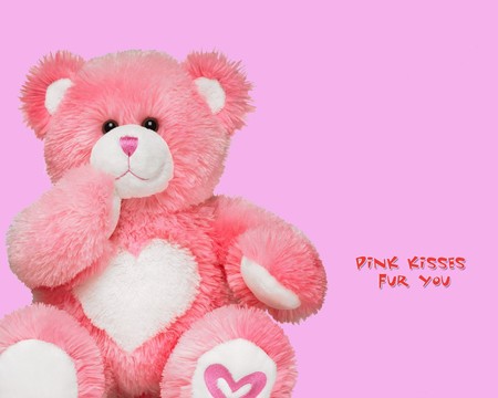 pink teddy - bear, heart, teddy, kiss, love, pink