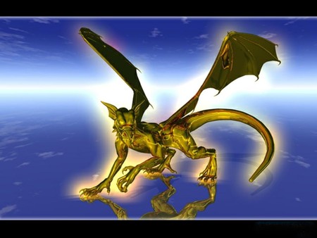 golden glow dragon - 3d, dragon, abstract, golden