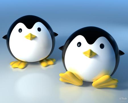 penguins - animals, penguin, technology, cute penguin, cute penguins, penguins, two penguins, cute, linux