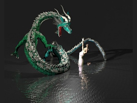 girl in distress - 3d, dragon, girl, fantasy