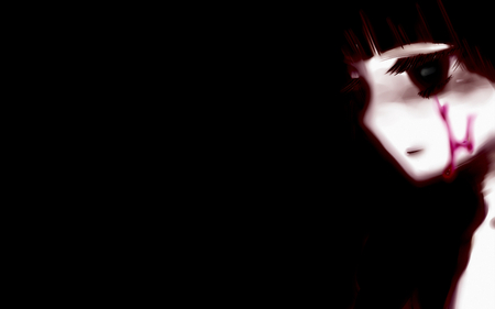 dark eyes - blood, anime, girl, eyes, dark