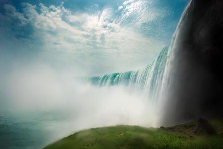 Waterfall - nature, sky, waterfall, mist