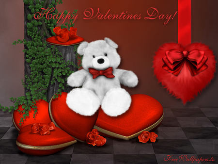 Valentines bear - red, bear, teddy, heart, sweet, valentines