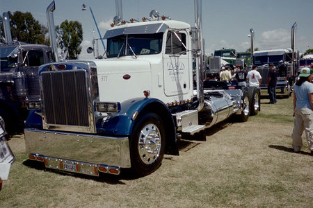 BIG PETE - white, outside, big rig, big truck