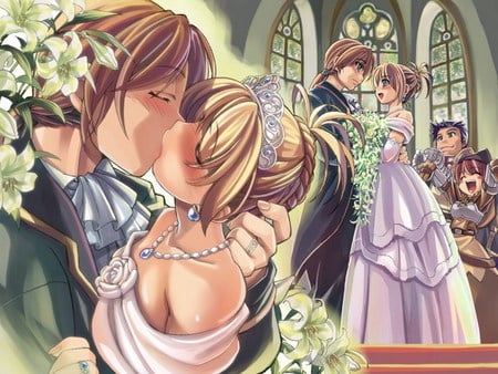 wedding kiss - women, girls, wedding, sexy, hot, other, wallpapers, cool, anime, cute