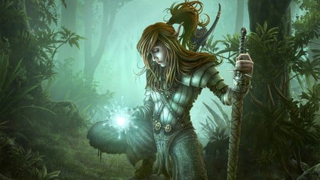 warrior woman - woman, abstract, fantasy, warrior