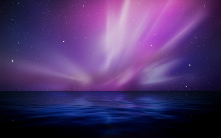 aurora-horizon - sky, purple, blue, pink, water, artistic