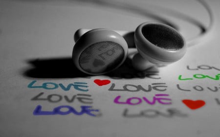 music that matches your mood (love) - headphones, love, paper, photography