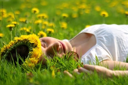 Girl on Grass - picture, on grass, girl, beautiful