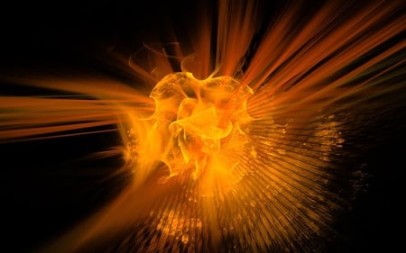 Explosion - orange, explosion, abstract, black