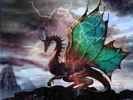 Dragon - night, magic, thunder, dragon