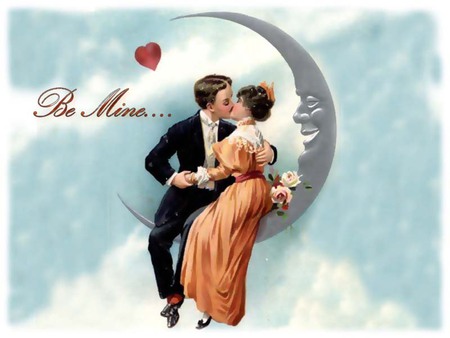 Be mine... - moon, love, valentines, couple