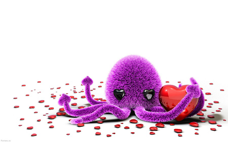 Love octopus - octopus, love, heart, sweet