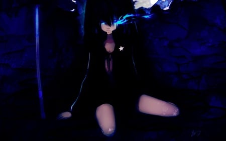 BRS - realistic, glowing eye, dark, black rock shooter