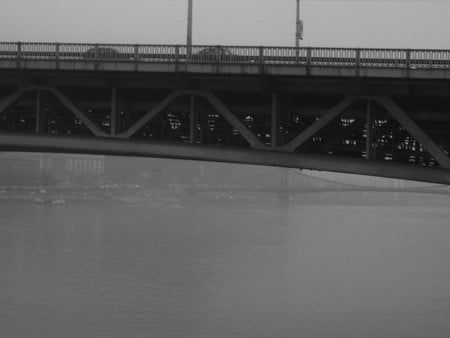 Under the Bridge - hungary, fog, budapest, bridge