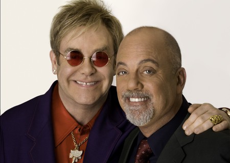 Sir Elton John and Nilly Joel - singer, pianos, men, musicians