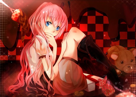 Luka Megurine - vocaloid, anime, female, valentine, megurine luka, long hair, pink hair, luka megurine