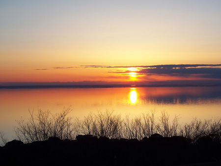 Sunset - sunset, nature, lakes, sun