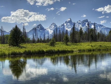 tetons - tetons, lake, nature, mountain