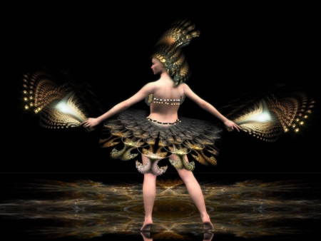 fractal Fan Dancer - dancer, fractal, abstract, fan