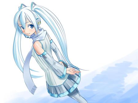 Yuki Miku - aqua, 01, hot, headset, thighhighs, music, anime girl, white, cool, hatsune miku, sexy, skirt, song, snowflakes, vocaloids, program, yuki miku, vocaloid, beautiful, snow, uniform, blush, diva, beauty, season, nice, twintail, singer, black, virtual, dray, pretty, idol, anime, miku, cute, girl, winter, hatsune, microphone, yuki, headphones, blue, tie, awesome