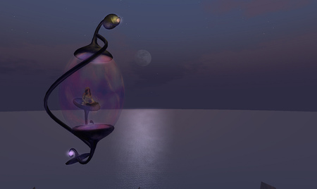 The bubble fairy - moon, sky, glass, night, colorful, water, fantasy, bubble, oceans, abstract, purple, 3d, fairy