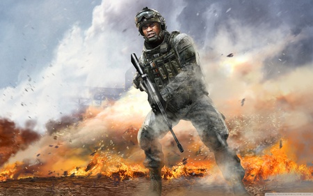 Modern Warfare - soldier, war, wide, 2560x1600, hd, call of duty, weapon, action, adventure, video game