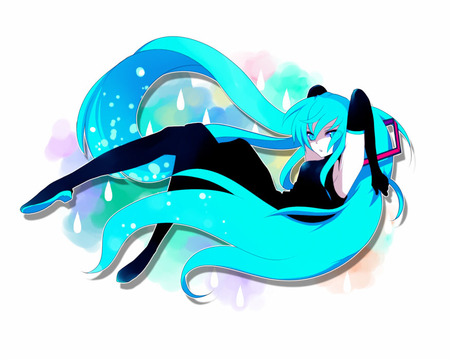 miku-chan - kimu, aqua, black, fly