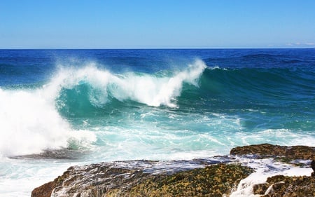 Ocean Waves - oceans, nature, sky, blue, beautiful, water, waves