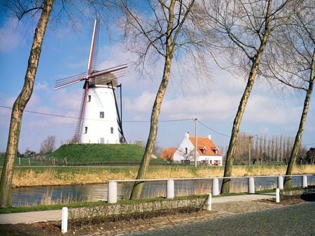 West Vlaanderen,Belgium - river, belgium, nature, mill