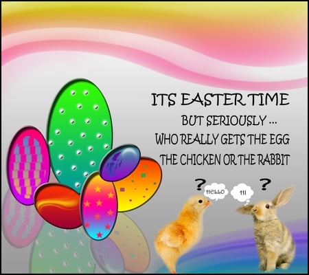 Its Easter Time :) - easter, rabbit, eggs, chicken