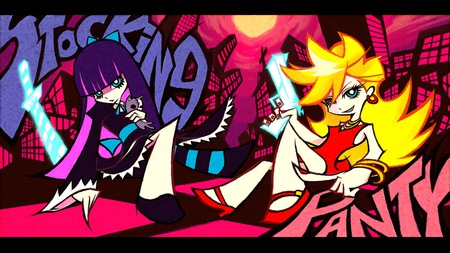 Panty and Stocking - girls, stocking, panty, pretty, cute, goth, hot, gun, females, swords, long hair, panty and stocking, sexy