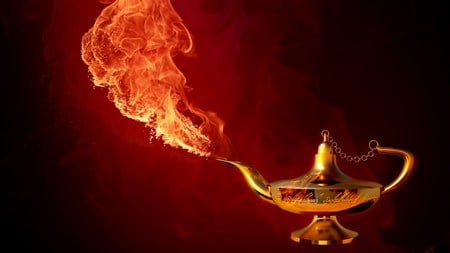 Magic lamp - abstract, lamp, 3d, fire