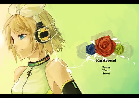 Rin Kagamine - rin kagamine, kagamine rin, blonde hair, vocaloid, append, headphones, anime