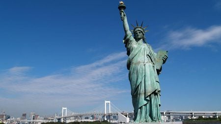 Statue Of Liberty - new york, sky, statue, harbour, buildings, skyscrapers, nature, statue of liberty, beautiful, clouds, architecture, city, sua, monuments