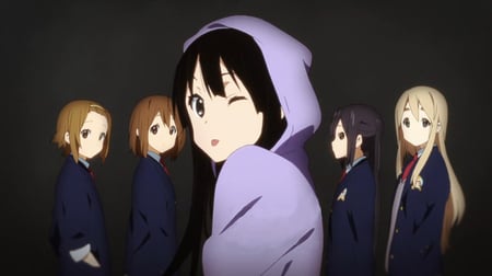 Kon!! - on, girl, yui, k, ritsu, azusa, mugi, mio, hoodie