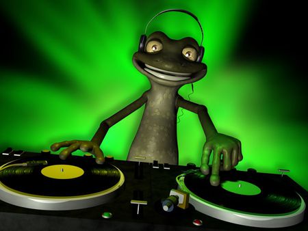 dj frog - dj, records, spinning, frog