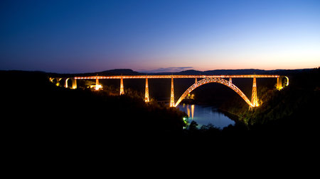 Light Bridge - nature, sky, light, river