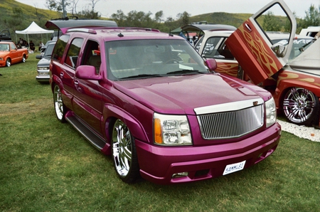 CADILLAC ESCALADE-2 - purple, escalade, custom, outside, cadillac