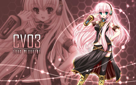 Megurine Luka - virtual, vocaloids, song, leggings, microphone, megurine, gold, singer, megurine luka, cool, pink, headphones, awesome, vocaloid, yellow, anime, vibe, black, cute, beautiful, hot, girl, anime girl, white, pink hair, stockings, luka, program, aqua eyes, pretty, glow, aqua, beauty, diva, nice, sexy, idol, headset, music