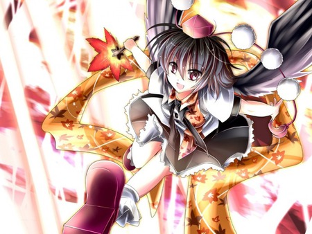 Aya Shameimaru - touhou, fall, aya, attack, blade, shameimaru