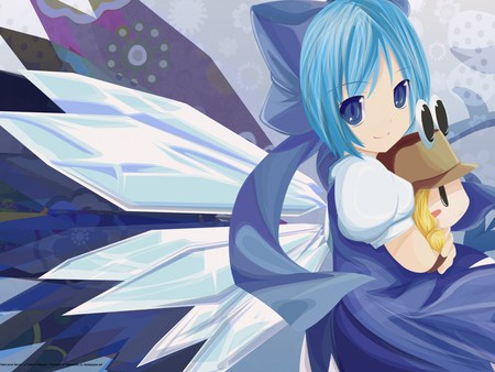 Cirno - ice, touhou, suwako, blue, wings, cirno