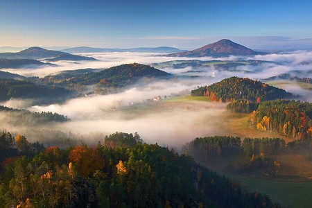 Autumn-Trees On Hills - on hills, picture, autumn-trees, beautiful