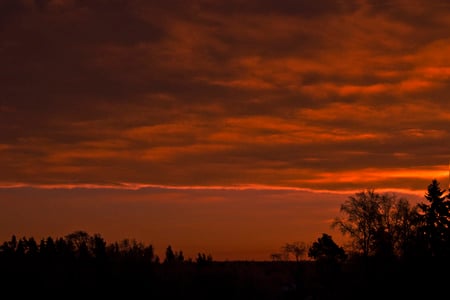 Red sky - sky, sunset, clouds, red