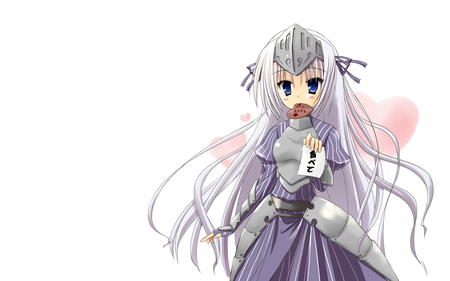 Eucliwood Hellscythe - kore wa zombie desu ka, chocolate, long hair, eucliwood hellscythe, armor, necromancer, valentine, gray hair, blue eyes