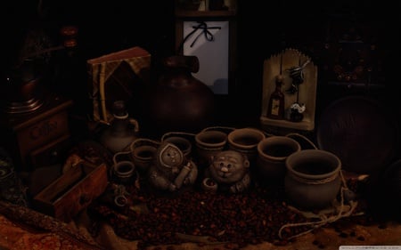 Clay Pots - clay, pots, wide, lovely, dark, 2560x1600, hd